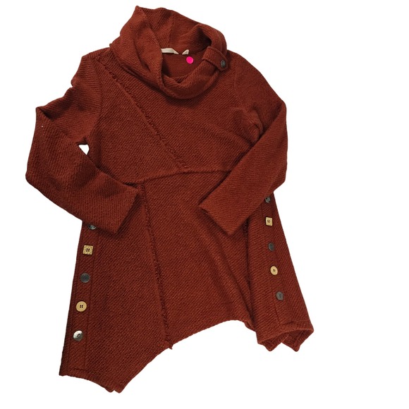 Soft Surroundings Tops - Soft Surroundings Burnt Orange Cowl Neck Button Detail Tunic Sweater M 2AZ93